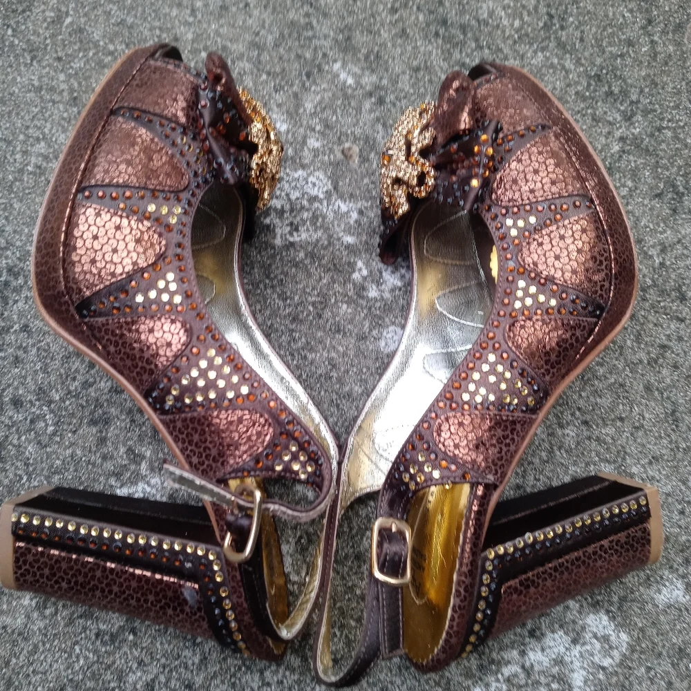Vintage Andrea Baldini Art Deco Style Shoes 37 Evening Rhinestones